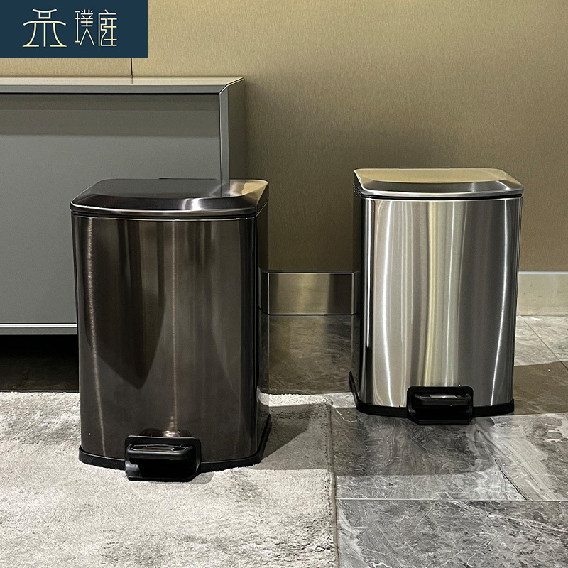 Kitchen Trash Can for Home Use, No Need to Bend Over, Foot-Operated, Large Capacity, Stainless Steel, Light Luxury, Bathroom, Hotel, Cross-Border