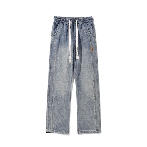 American style trendy brand denim jeans for men, spring and autumn straight leg loose wide leg casual long pants, summer thin model