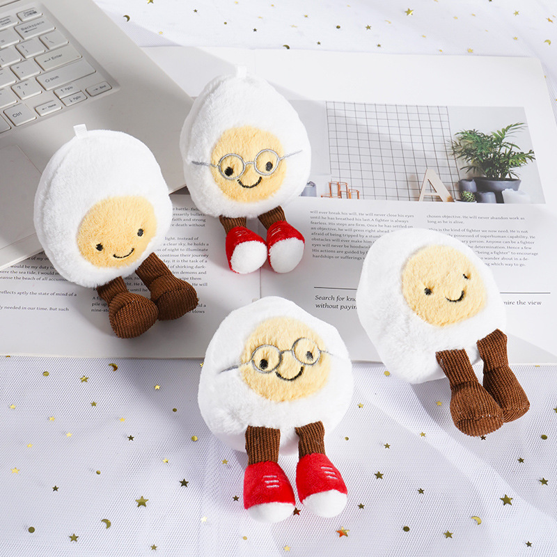 Spot cute creative glasses boiled egg plush toy doll bag pendant wedding throw doll fun gift
