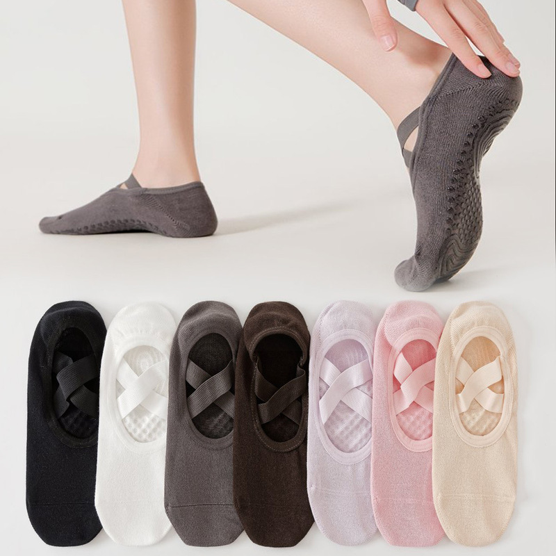 Women's Professional Lace-Up Yoga Socks, Non-Slip Short Sports Invisible Boat Socks, Cross-Tie Dance and Pilates Socks Women's Professional Lace-Up Yoga Socks, Non-Slip Short Sports Invisible Boat Socks, Cross-Tie Dance and Pilates Socks