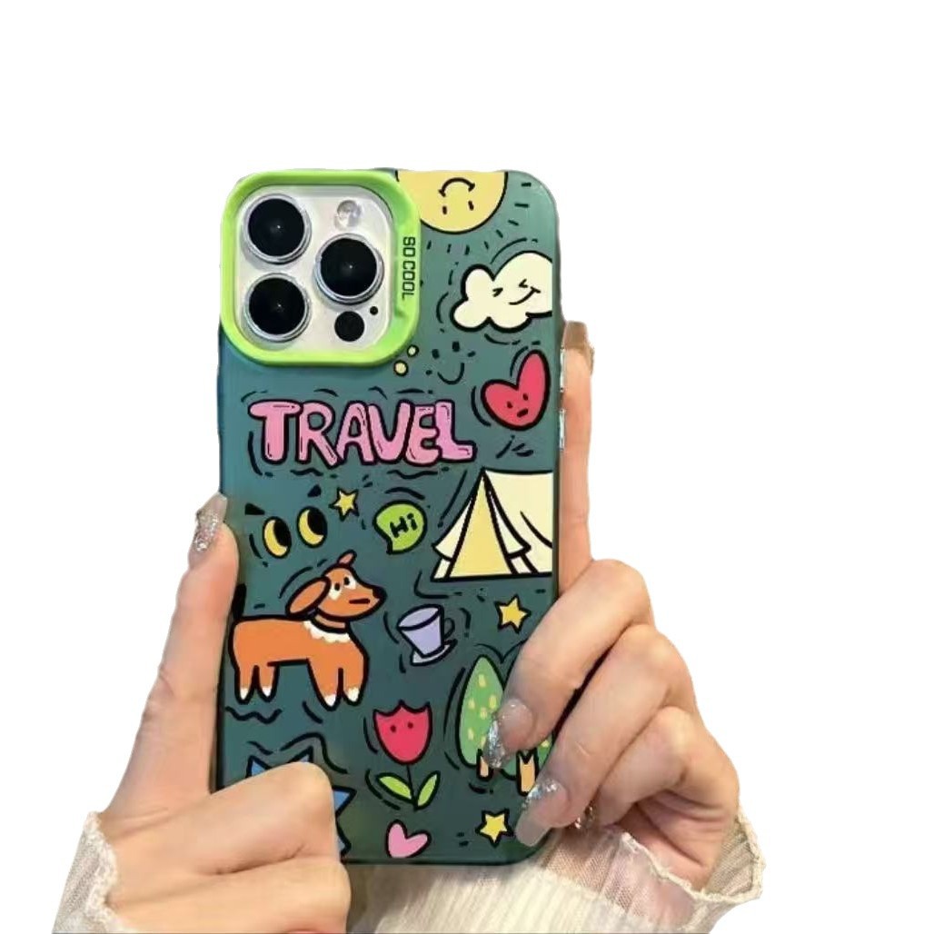 Nuevo cachorro de graffiti para iPhone 16 funda para teléfono móvil Apple 15promax/14 anti-caída 13pro1 2/11x