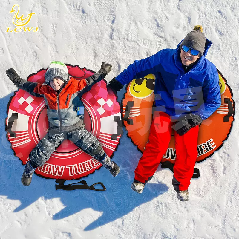 工厂现货PVC充气滑雪圈加厚耐寒带手柄户外滑雪圈带布套多款可选