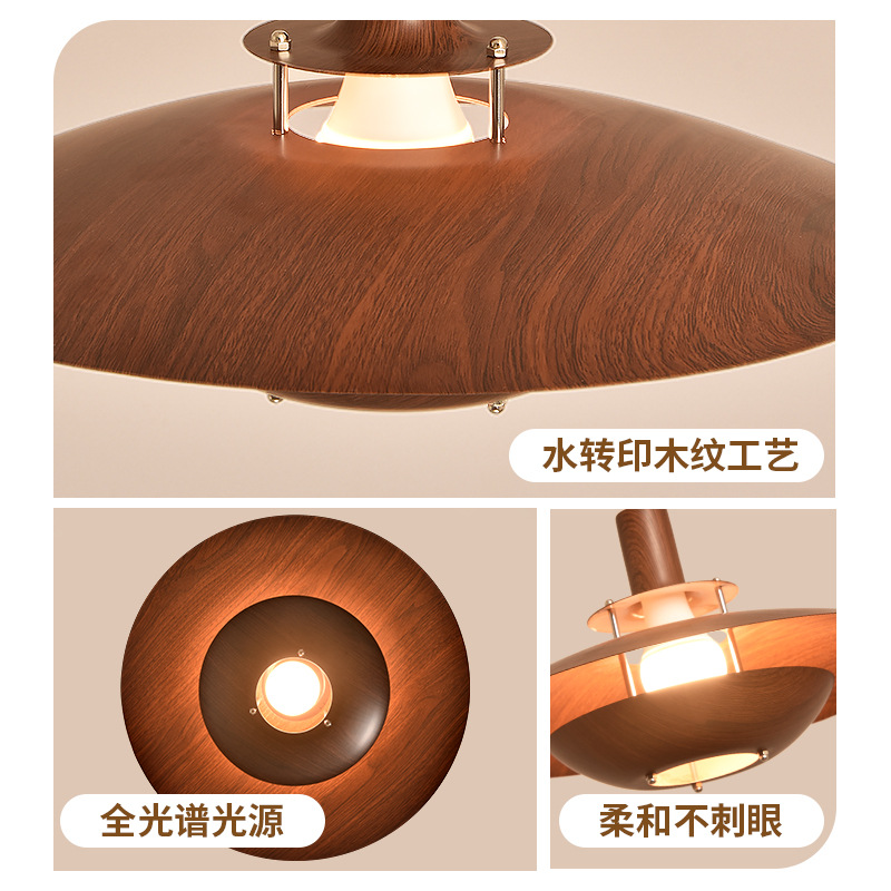 Grand View Garden UFO Restaurant Candelabro Nuevo estilo estilo retro francés de nogal de tres cabezas Mesa de comedor de grano de madera Bar Island Lámpara de mesa L271
