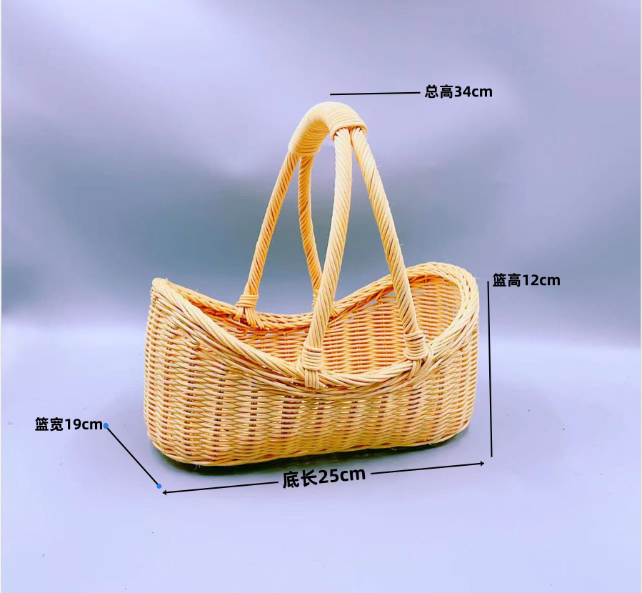 藤编花篮手工编织竹编手拎篮鲜花干花束插花包装手提篮子花店花艺
