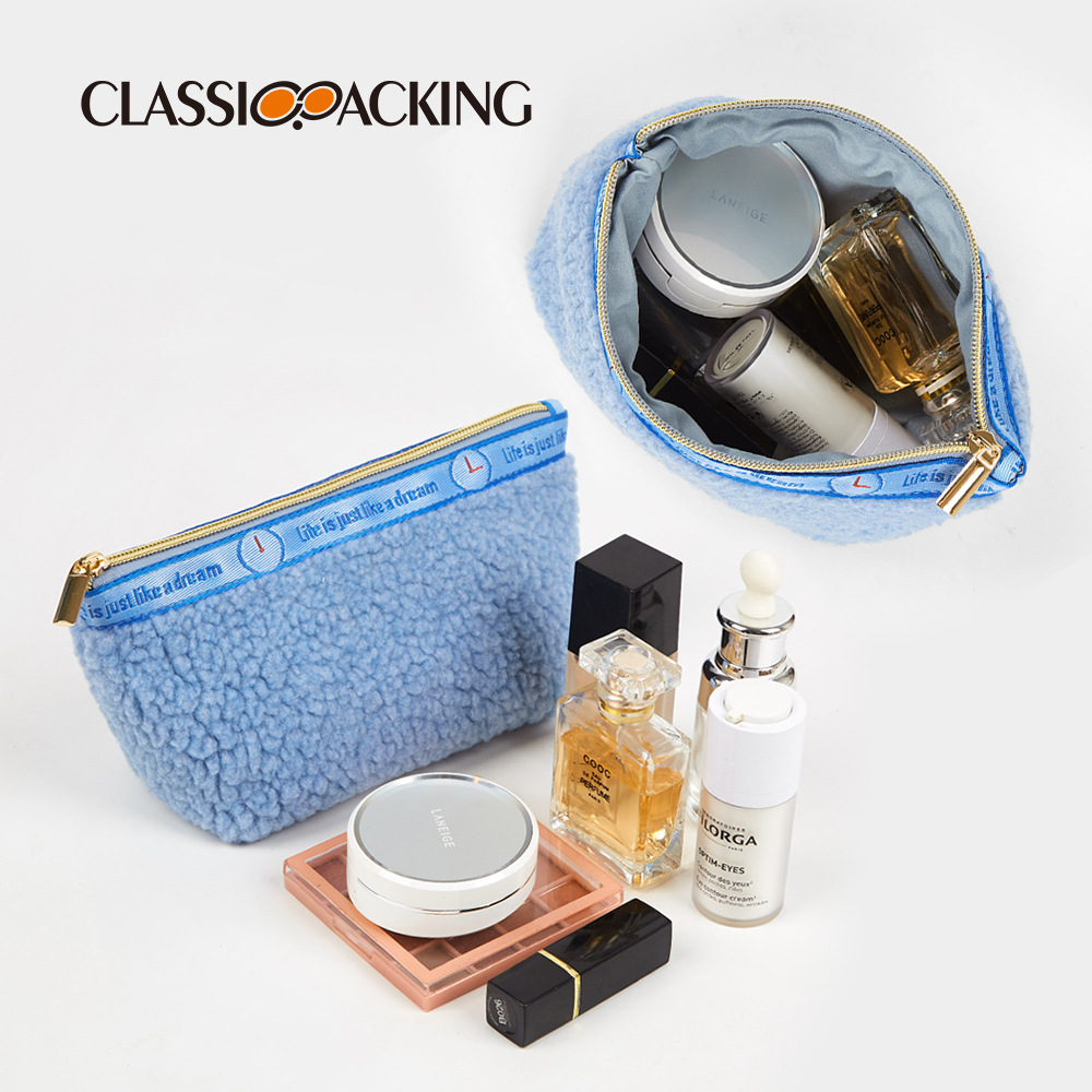Bolsa de cosméticos de diseño original material de felpa suministros de belleza bolsa de almacenamiento logotipo imprimible bolsa de almacenamiento portátil de viaje