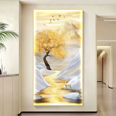金鹿轻奢led带灯入户玄关装饰画走廊过道挂画现代寓意好风景壁画