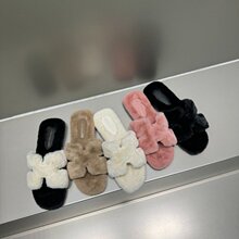 2025秋冬新款平底百搭兔毛真毛一字拖毛毛拖高级感轻便时尚休闲潮