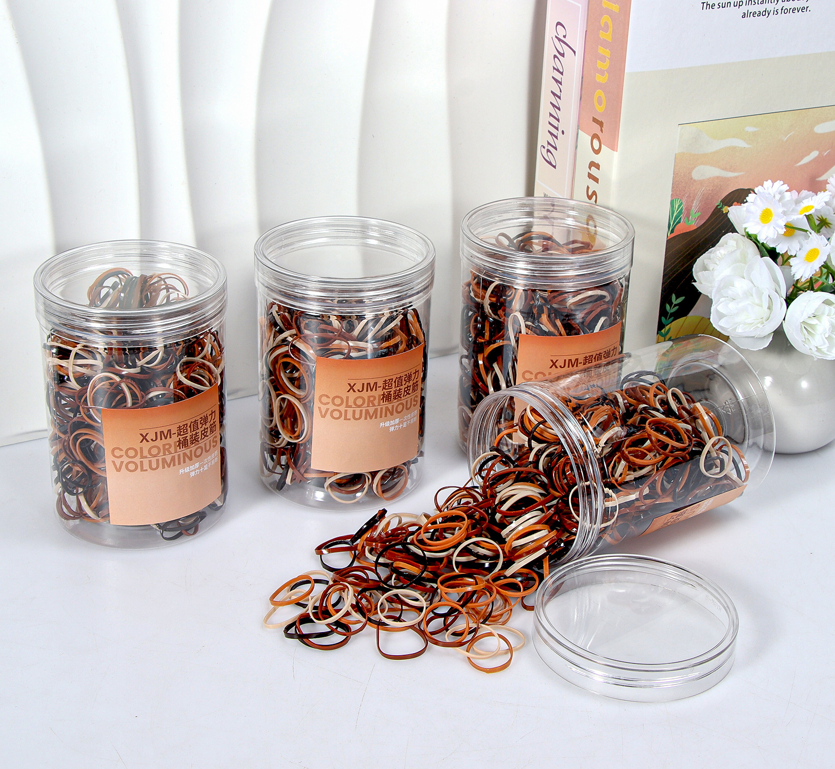 Banda de goma negra para niños, alto valor elástico, duradero, lazo para el cabello, no daña el cabello, anillo para el cabello de goma, accesorios para la cuerda para la cabeza, puesto