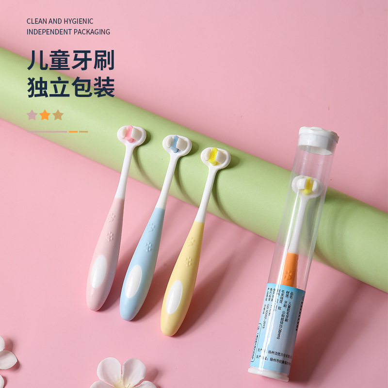 Factory Direct supply fine soft 3D Baby Baby Baby soft hair toothbrush three-sided children's ten thousand hair toothbrush wholesale