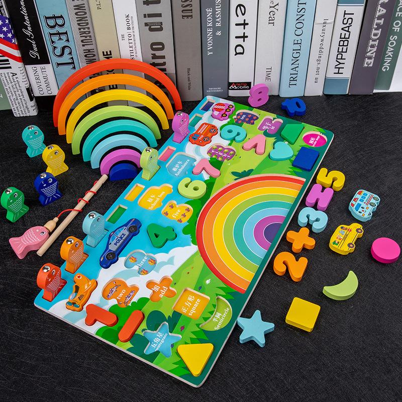 Kindergarten Educación temprana Desarrollo intelectual Baby Lesi Rainbow Tablero logarítmica multifuncional Tablero de emparejamiento alfanumérico de juguete