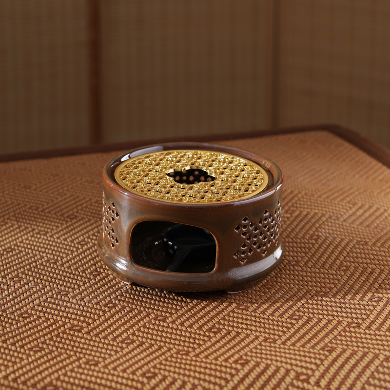 Calentador de té con diseño de horno hueco que cambia de color, calentador de velas para restaurantes, hoteles y uso doméstico, tetera aislada con forma de flor, calentador de té esmaltado en horno.
