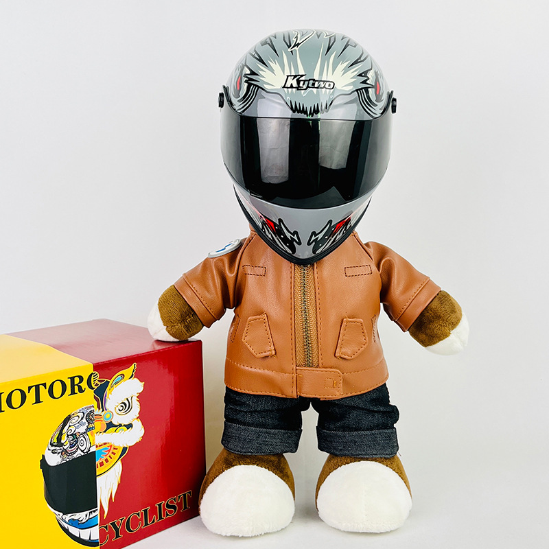 Coche eléctrico colgante oso muñeca casco cuero juguete coche tronco montar decoración 4S reparación tienda locomotora muñeca