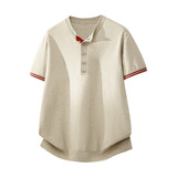 ZH8106-3D夏季百搭T恤休闲短款男装老钱风通勤针织短袖OLO衫，男装针织衫/毛衣，星座614