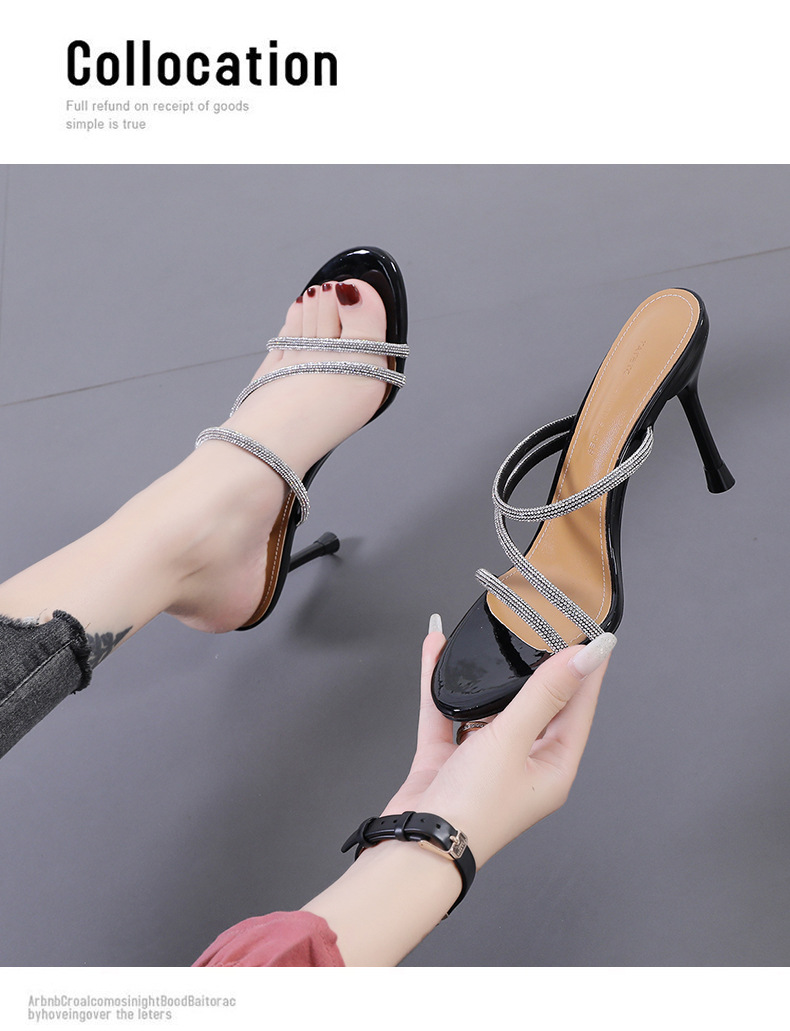 rhinestone strap stiletto sandals  NSSO61357