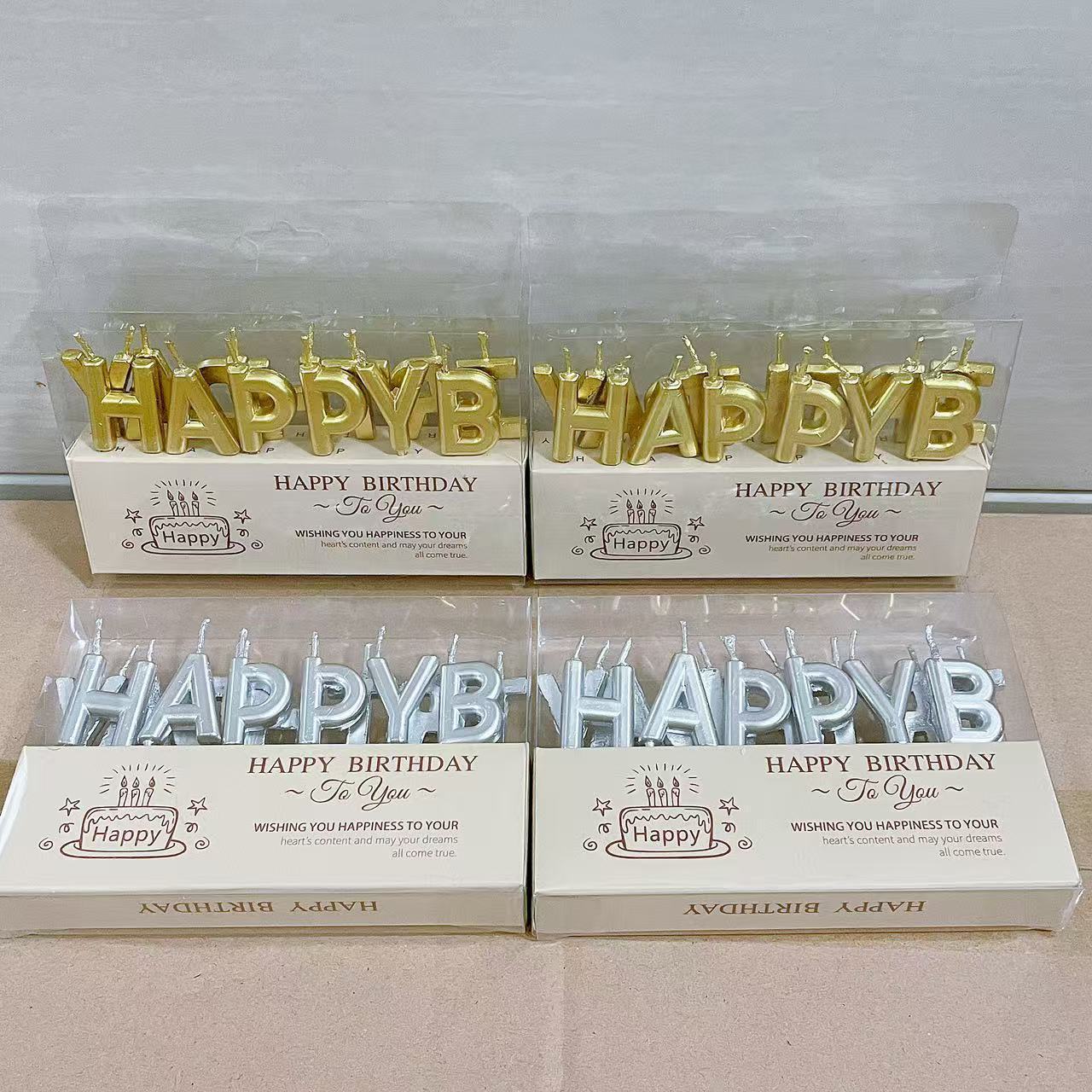 Birthday candle letter English cake decorative Happy gold local…