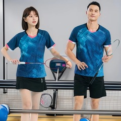 速乾性と通気性のある大人の卓球ユニフォーム、カップルバドミントンユニフォーム、テニススポーツバレーボールトレーニングユニフォーム、プリントトップス