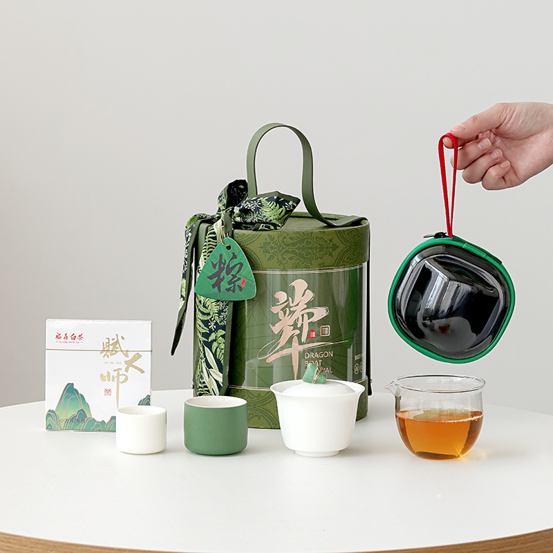 Dragon Boat Festival Gift Tea Set Gift Set Portable Creative Bucket Gift Bag Holiday Gift to Customers Practical Accompanying Gift