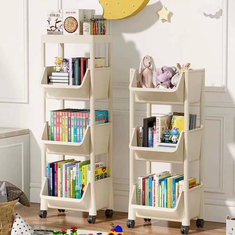 Simple multilayer bookshelf, cart for bedroom, storage system