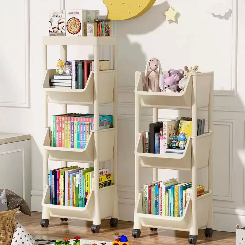 Simple multilayer bookshelf, cart for bedroom, storage system