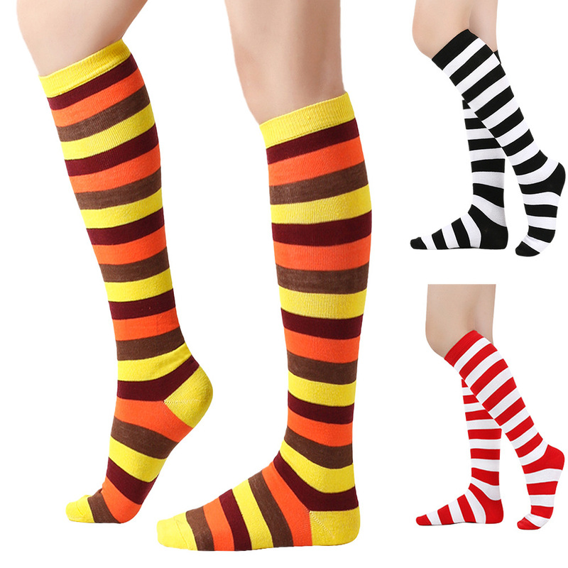 Cross-border holiday fashion orange striped socks knee socks unisex Turkey Thanksgiving mid-calf socks fashion