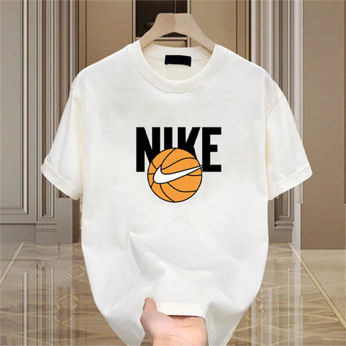 Summer New Men's Heavyweight Casual T-shirt, American Style, Couple's Half-Sleeve Top, Loose Fit, Crew Neck Basic Shirt