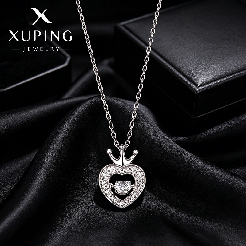 Xuping joyería coronas de amor ligero lujo nicho nuevo temperamento corazón pulsante cadena de clavícula al por mayor mujer