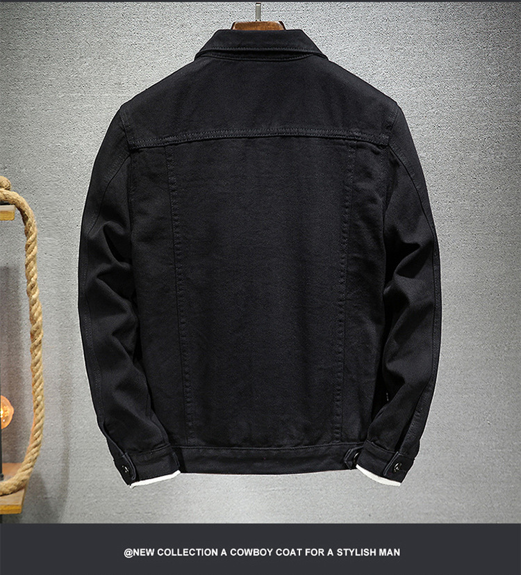 2024 Autumn New Men's Jacket, European And American Simple Jacket Men, Popular Pure Black Denim Coat For Men On Kuaishou_mkmklike.com