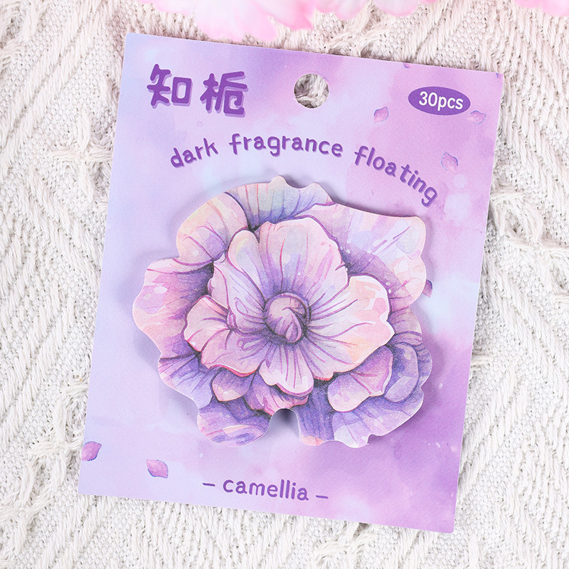 Fragancia oscura serie flotante flor nota adhesiva pequeña fresca con pegajosa flor retro N veces pegatinas mensaje nota papel