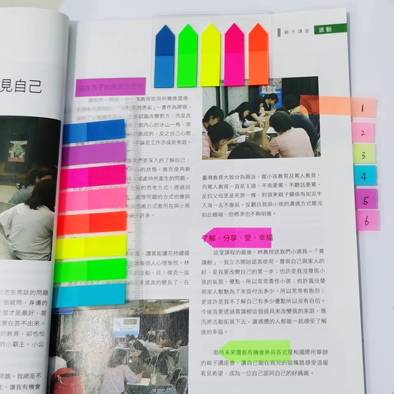 N pegatinas de plástico flecha transparente etiqueta pequeña fluorescente se puede volver a colocar índice de clasificación de plástico post-it pegatinas de Pepsi