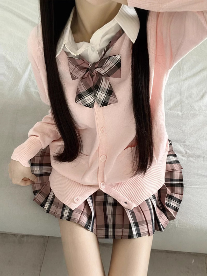 2024 가을, 겨울 새로운 니트 카디건 스웨터 초가을 착용 JK 유니폼 재킷 소형 다목적 원본