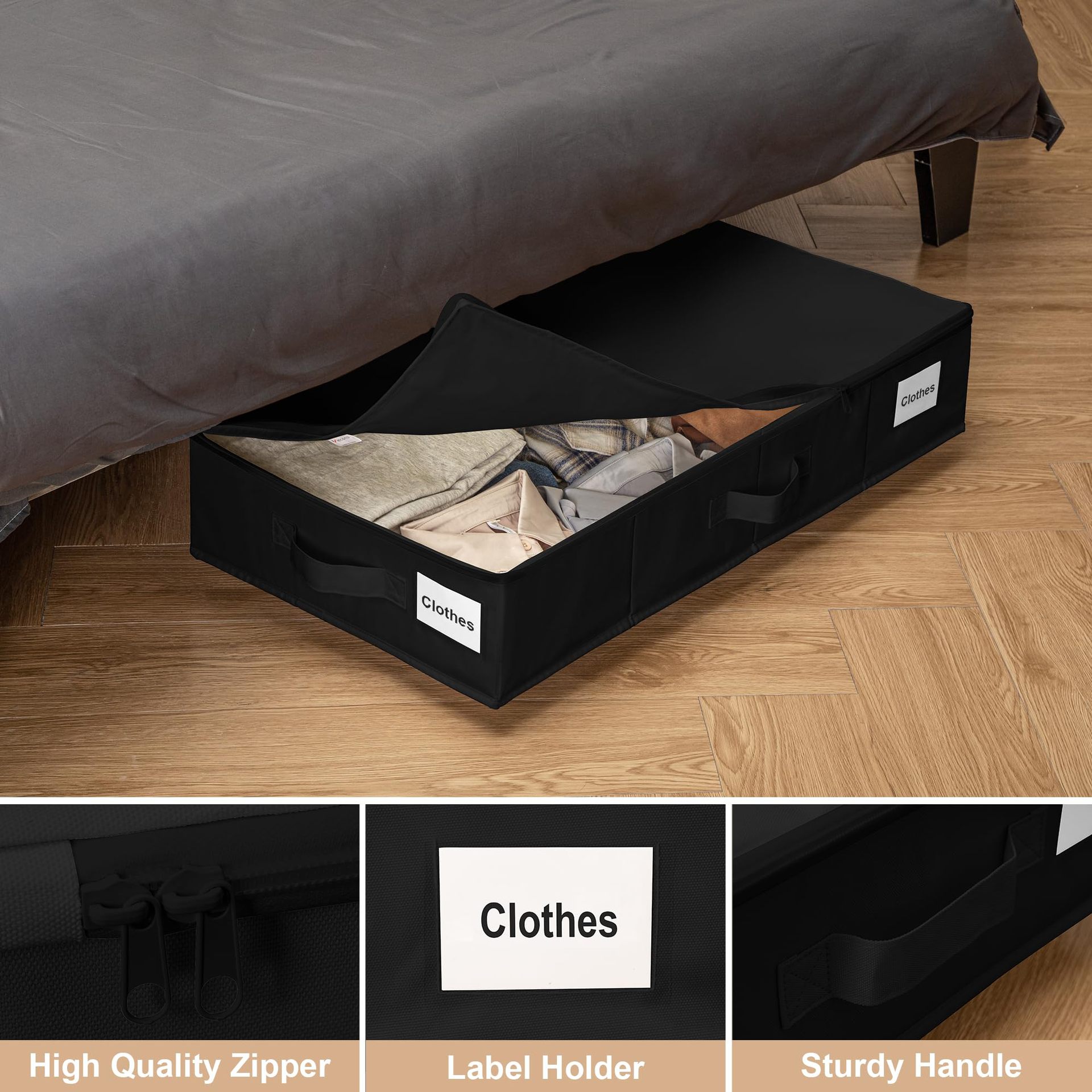 Foldable Under Bed Storage Box With Wheels, Dustproof Rolling Storage Organizer For Clothes, Shoes, Sundries, Bedroom Home Space Saving Container_maomaolike.com
