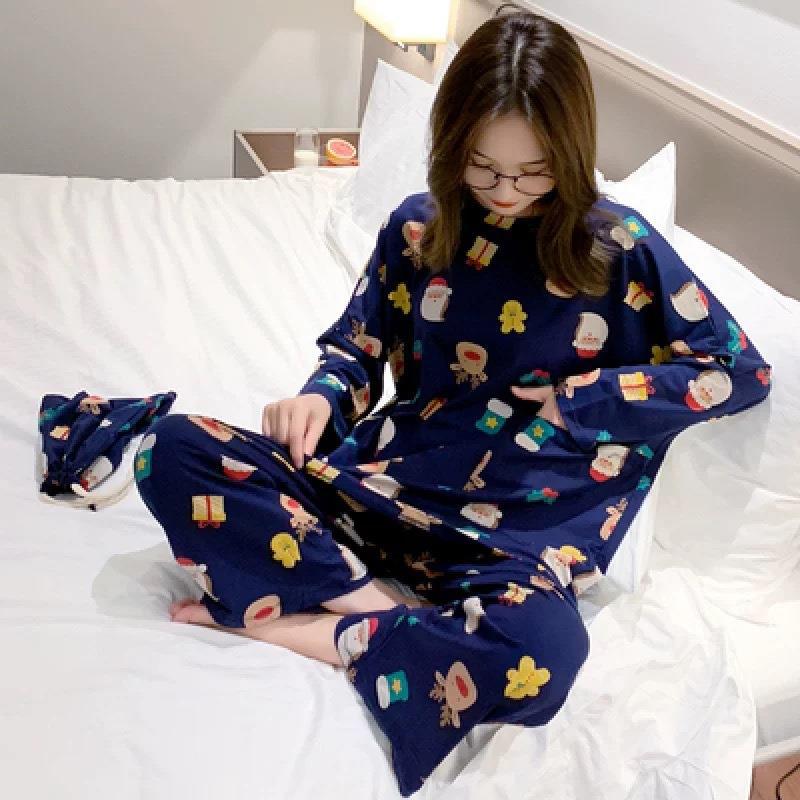 긴팔 잠옷 여성 봄 · 가을 플러스 사이즈 잠옷 여성 여름 한식 겉옷 여성 잠옷 플러스 사이즈 홈웨어 세트