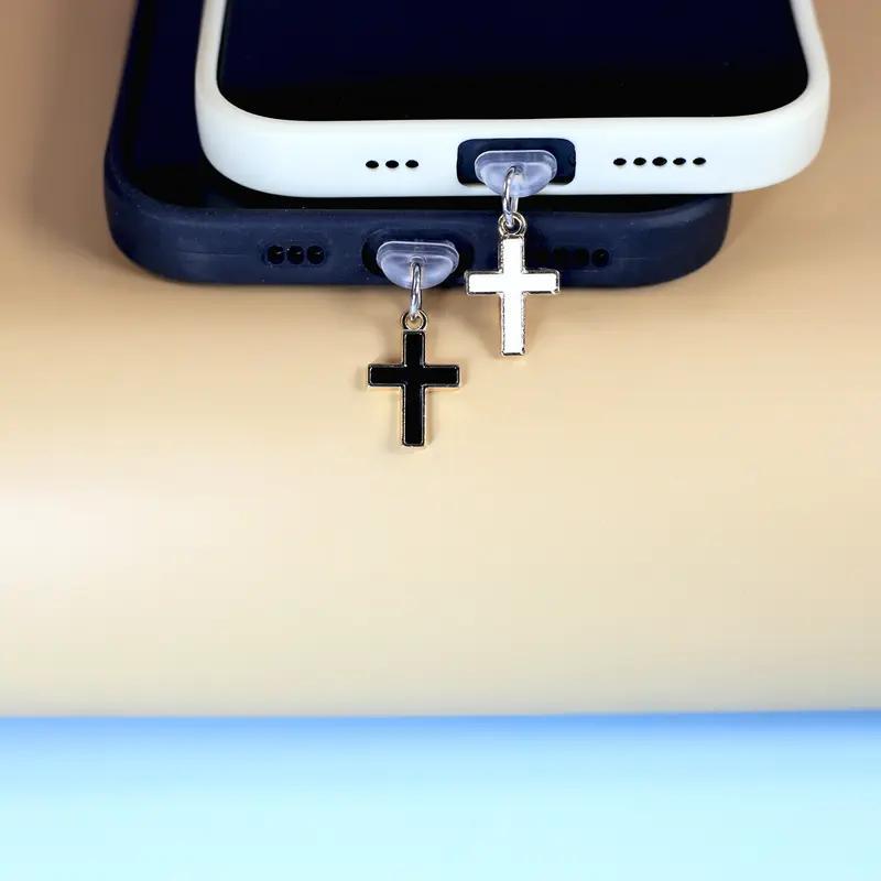 Cep Telefonu Toz Fişi Çapraz Siyah Cep Telefonu Toz Fişi Kulaklık Deliği Toz Fişi DIY Kolye Aksesuarları