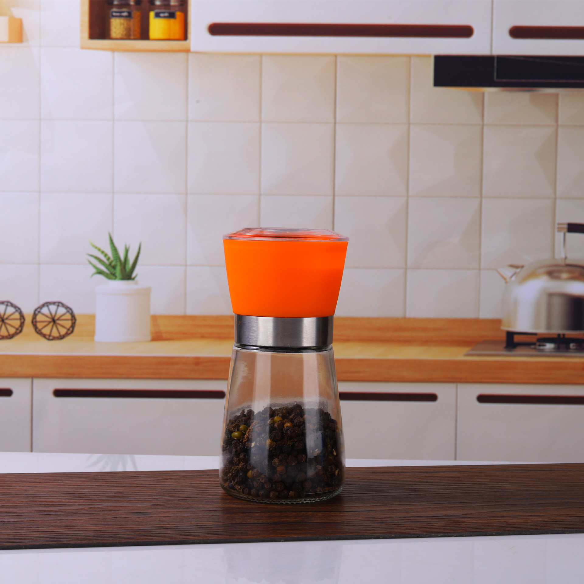Molinillo de vidrio Cónico manual de pimienta Molinillo de sal gruesa Botella de molienda manual portátil