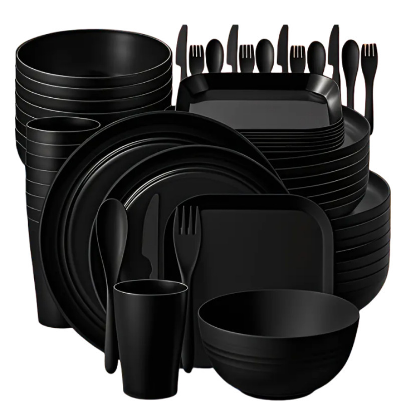 Cross-Border Plastic Pp Plate, Bowl, Cup, Knife, Fork, Spoon and Saucer 32-Piece Set Household Round Plate, Square Plate, Soup Bowl, Water Cup, Tableware Set Cross-Border Plastic Pp Plate, Bowl, Cup, Knife, Fork, Spoon and Saucer 32-Piece Set Household Round Plate, Square Plate, Soup Bowl, Water Cup, Tableware Set
