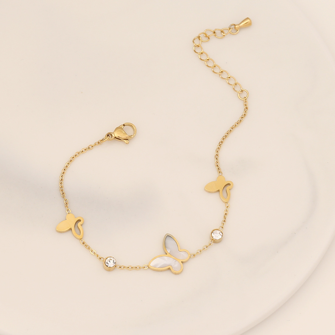 Fashion Butterfly Stainless Steel Plating Inlay Zircon Bracelets 1 Piece