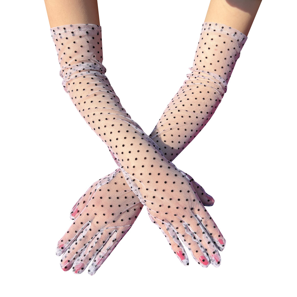 Women's Retro Polka Dots Lace Gloves 1 Pair display picture 4