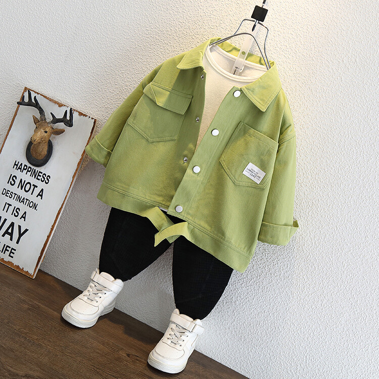 Manteau vert fruit pour garçon 2024 Printemps Automne Vêtements Belle veste tendance cool Moyen et petit enfants Style étranger_voghion.com