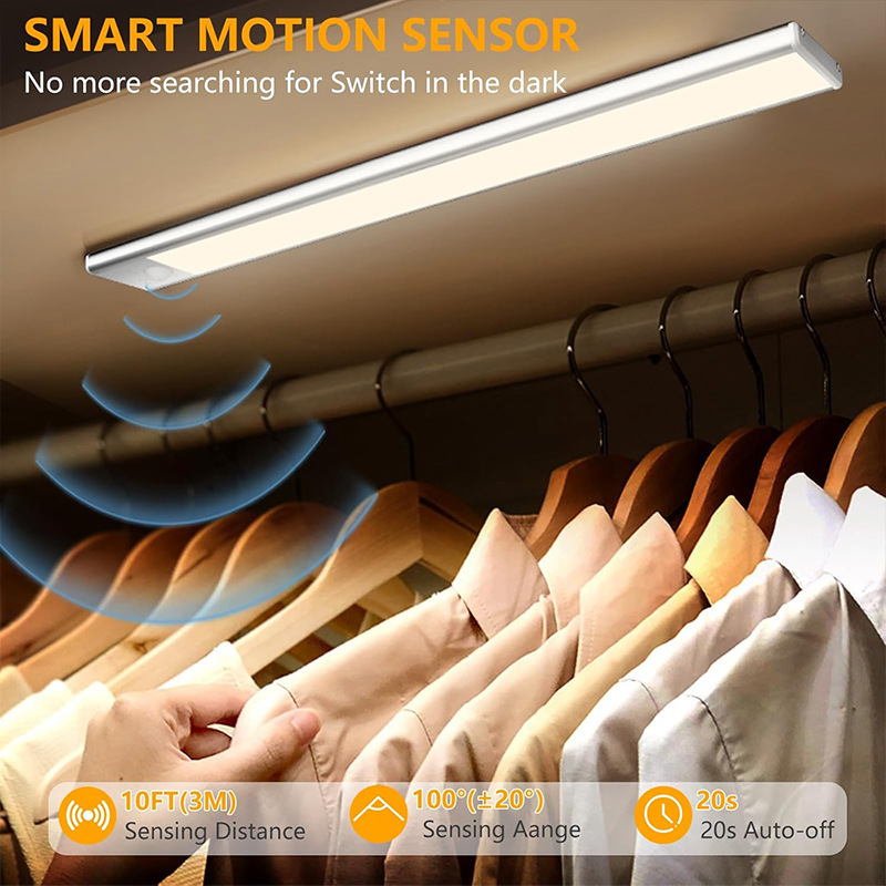 Cross-Border Cabinet Light Led Under-Cabinet Light, Hands-Free Activation, Entryway Motion Cct Adjustable Sensor Light with Led Magnetic Suction