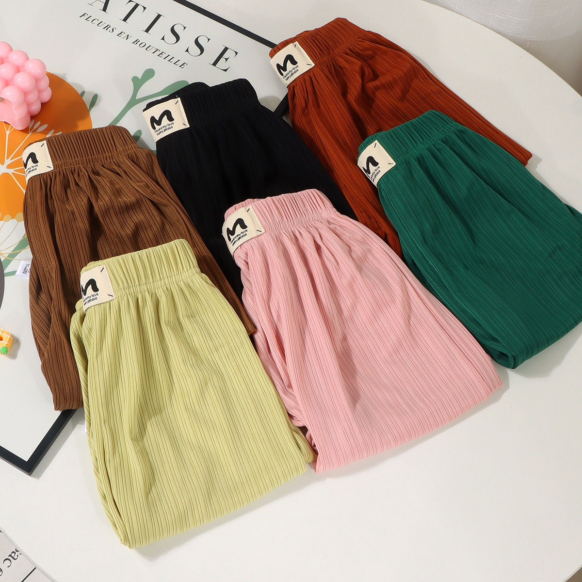 [Personalizado] Pantalones a prueba de mosquitos para bebés, pantalones delgados de nueve puntos para niños, bombachos transpirables de seda de hielo para niñas