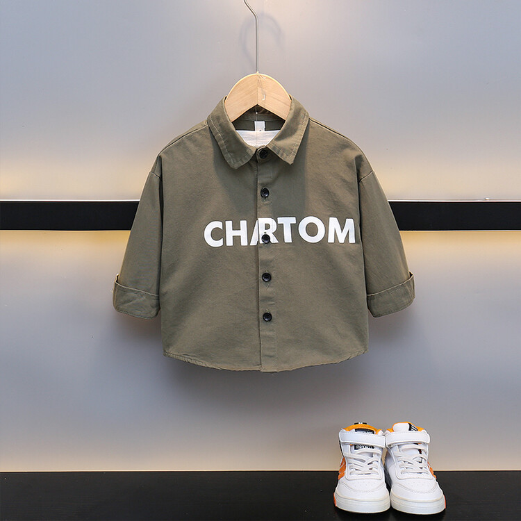 7824 chaqueta de camisa de otoño para niños 2025 nueva primavera y otoño ropa de marca de moda para niños pequeños y medianos camisa estampada para niños