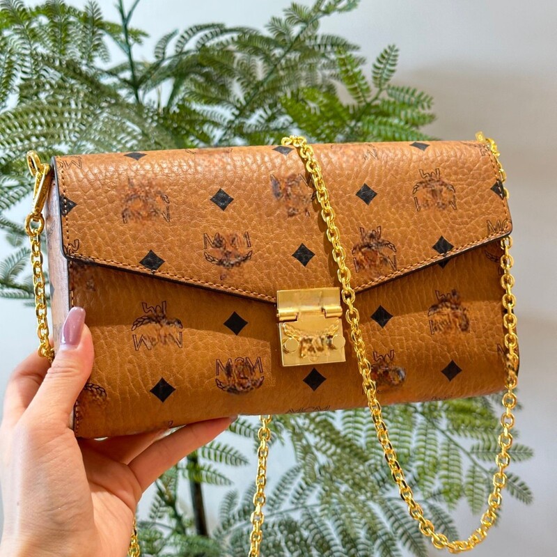 Mc High-Quality Genuine Leather Women's Bag Chip Version Classic Printed Envelope Bag Versatile Shoulder Crossbody Chain Bag Light Luxury