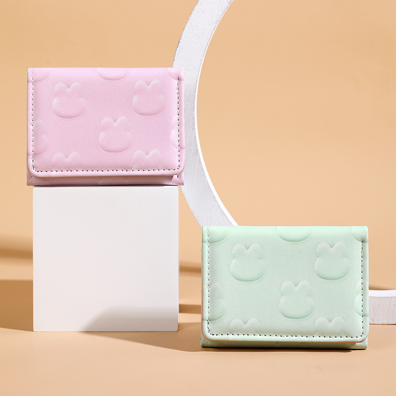 2024 nuevo diseño coreano de conejo fresco y lindo nicho de diseño de tres plegados corto multifuncional billetera estudiantil