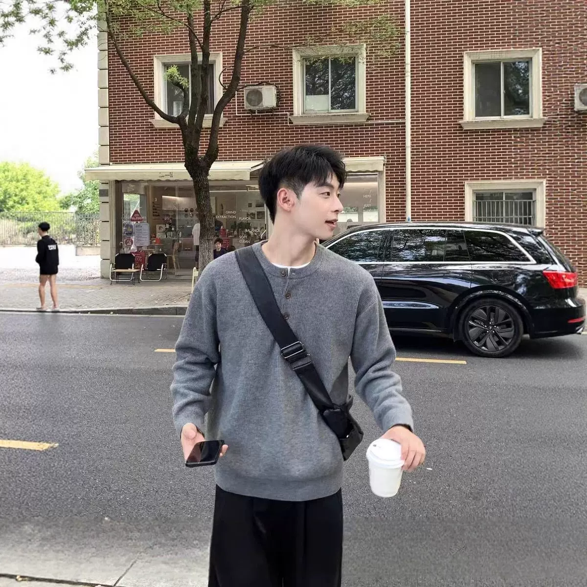 韩系慵懒亨利领毛衣内搭男生秋冬季2025新款宽松高级感针织衫上衣