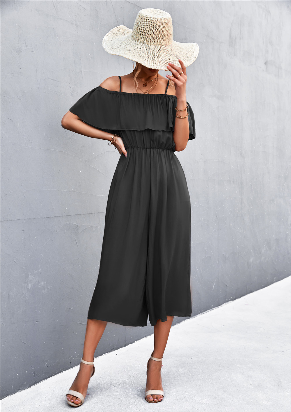 Women's One Shoulder Jumpsuit Loose Casual Summer Strap Romper_voghion.com