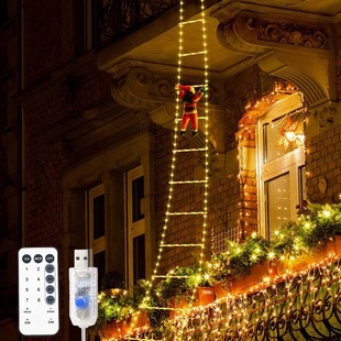 Santa Claus climbing ladder LED hanging lights Christmas decorative ladder lights outdoor waterproof eaves decorative lights