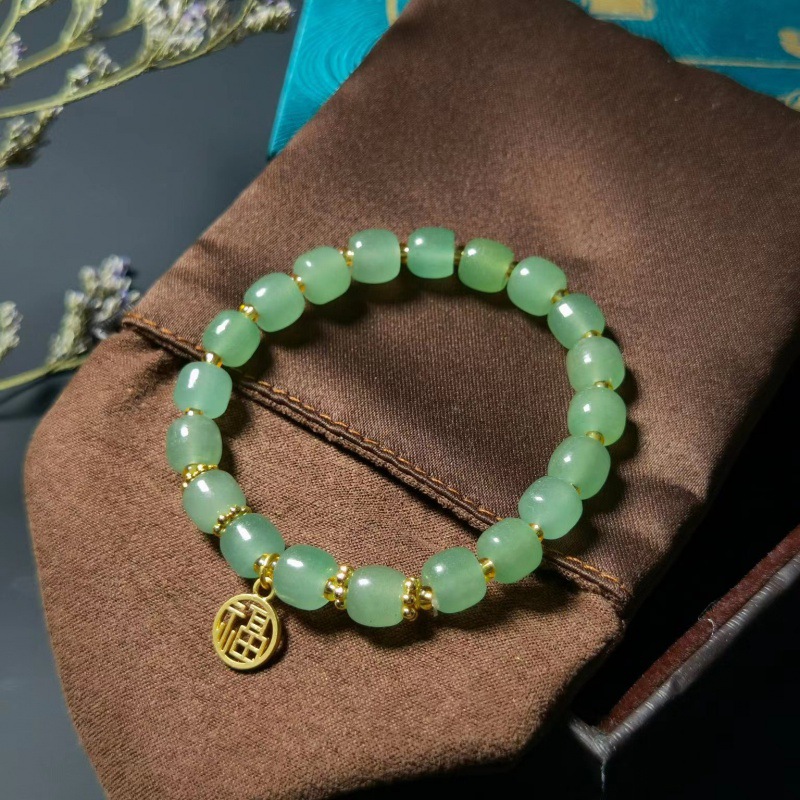 Dongling pulsera de jade de piedra esmeralda pulsera de jade multi-círculo un solo anillo pulsera de calabaza transmisión en vivo fuente de bienestar