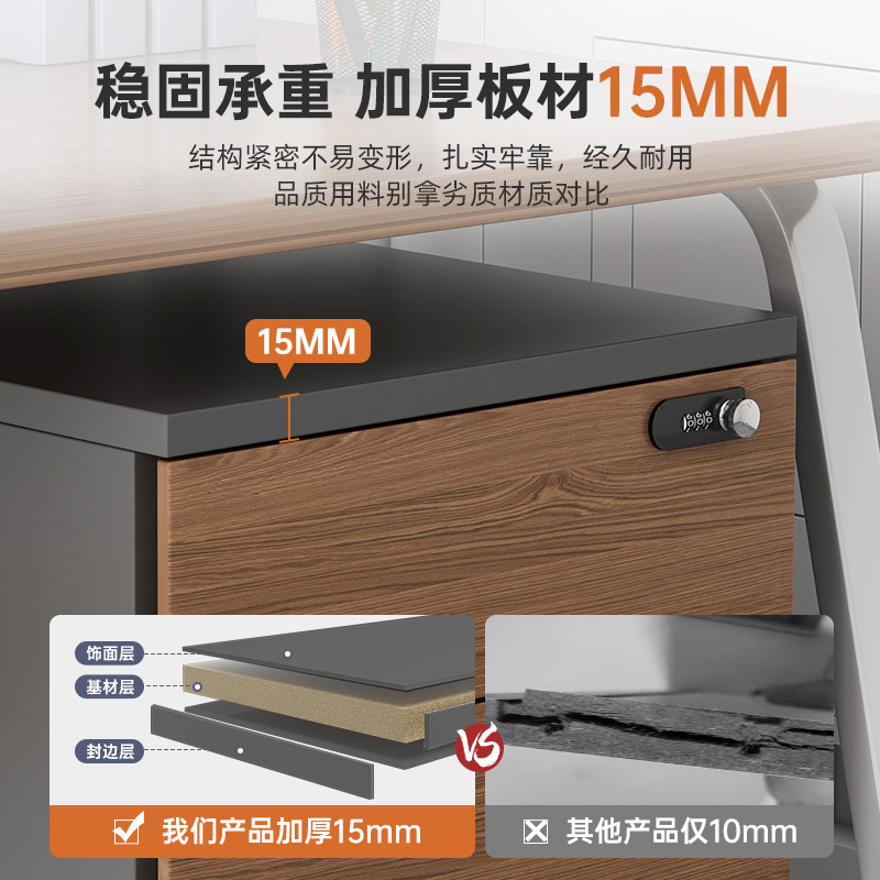 Gabinete de archivos de oficina con cerradura de madera pequeño gabinete de almacenamiento móvil gabinete de cajones con ruedas bajo la mesa gabinete bajo