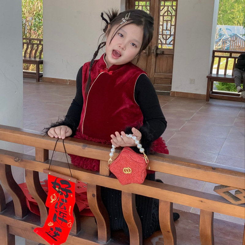 2026 nuevo bolso de niños brillante estrella de pentacos bolso de perla exquisito mini bolso accesorios para hombres y mujeres