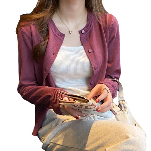 Cardigan knitted jacket women's spring and autumn thin sweater spring 2024 new black long-sleeved autumn and winter top